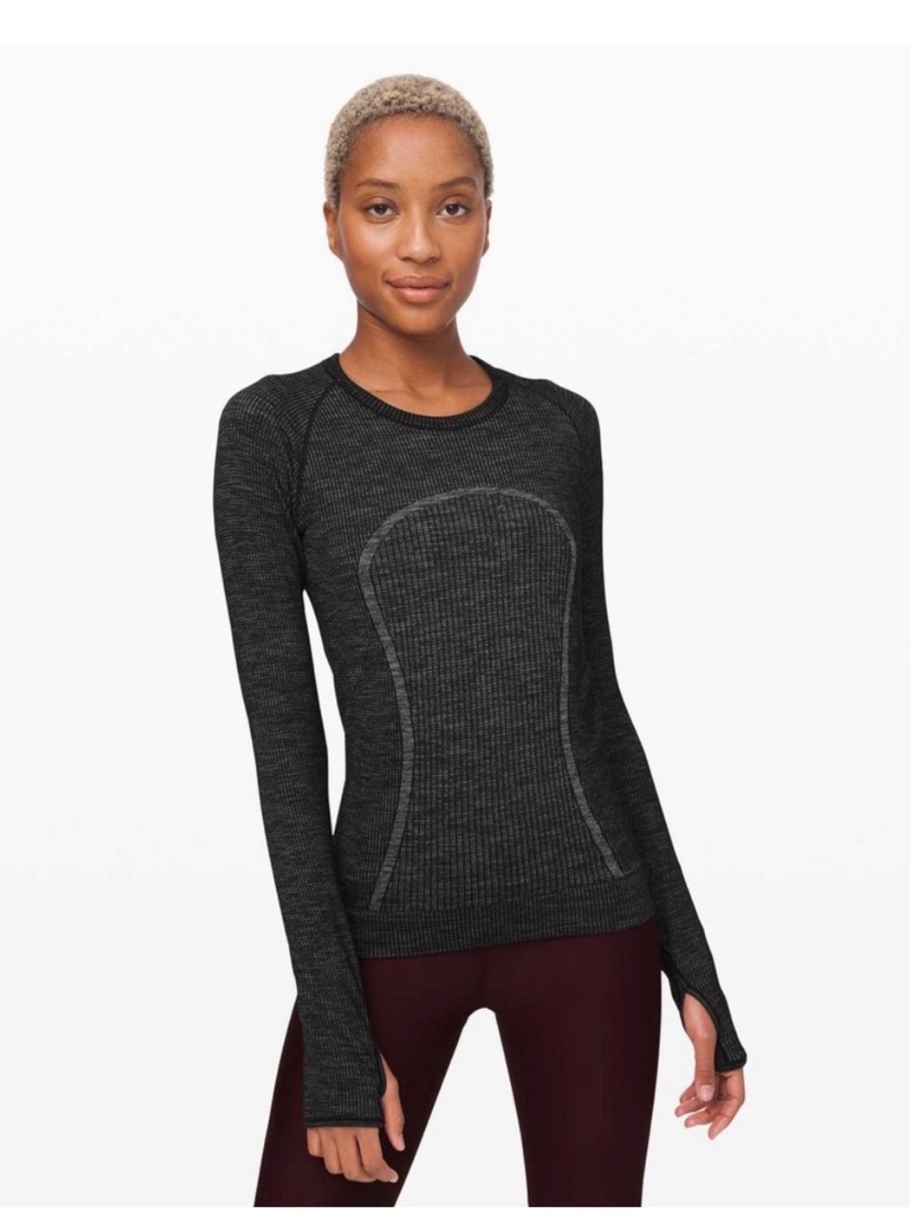 Lululemon wool swiftly tech, long sleeve top with thumb holes